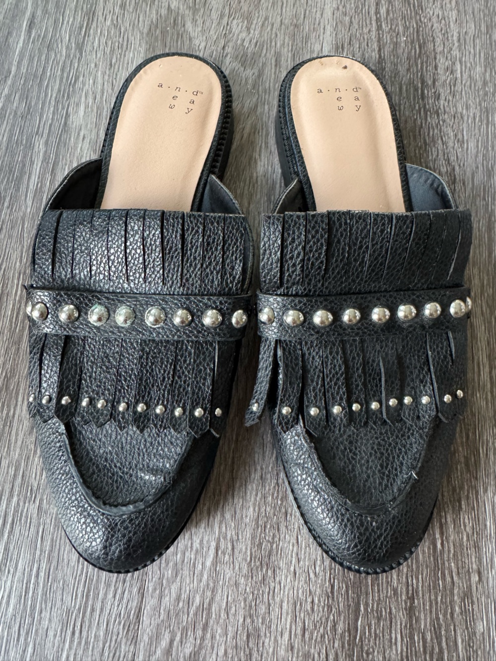 Target Black Tassel Mule | Silver Stud Fringe Size 8 - Picture 5 of 12
